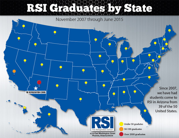 refrigeration school graduates by state