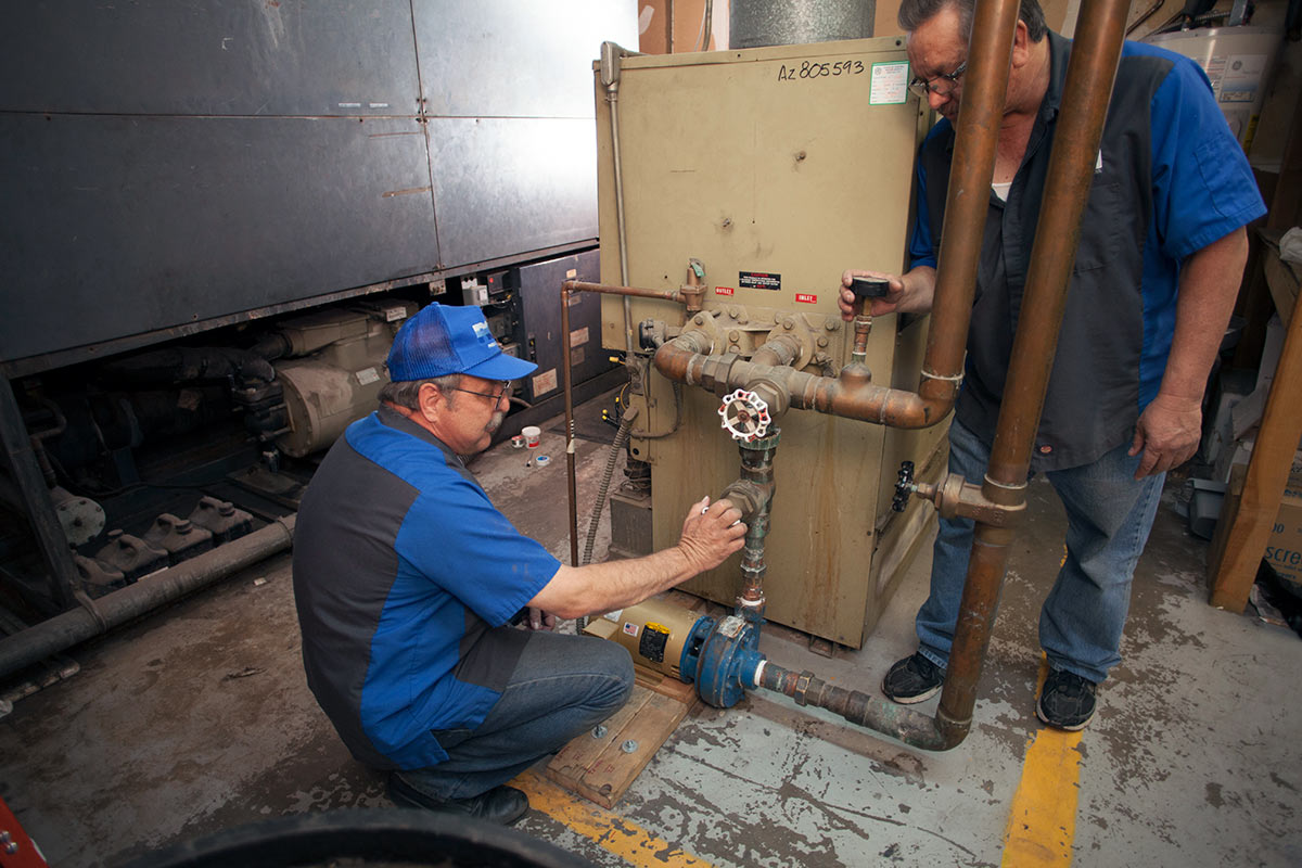 student learning commercial hvac at vocational school