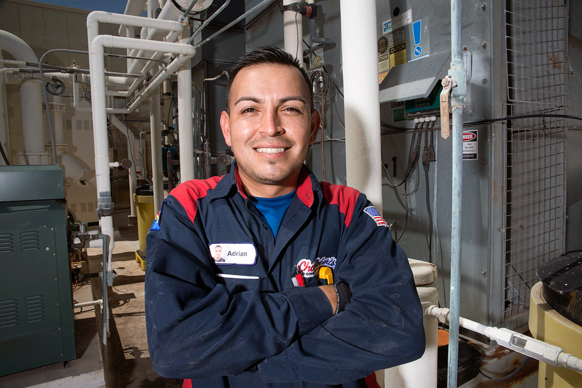 hvac technician on job site