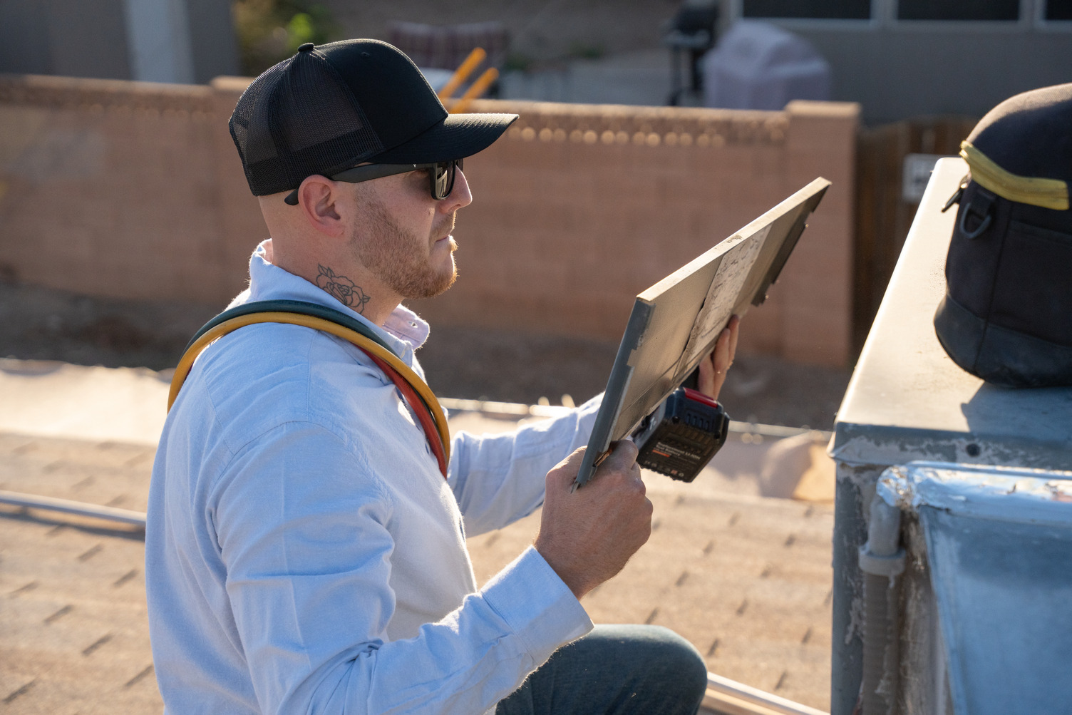 HVAC technician on job