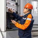 experienced electrician at power plant