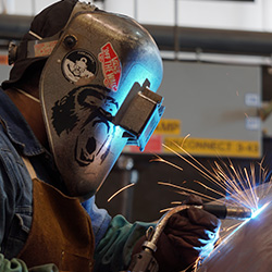 welding a large pipe