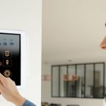 woman using smart home system