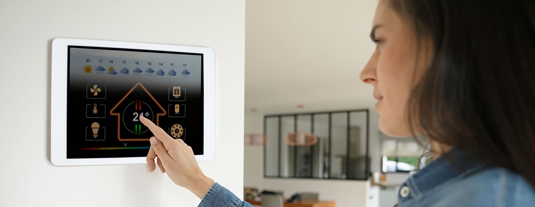 woman using smart hvac technology